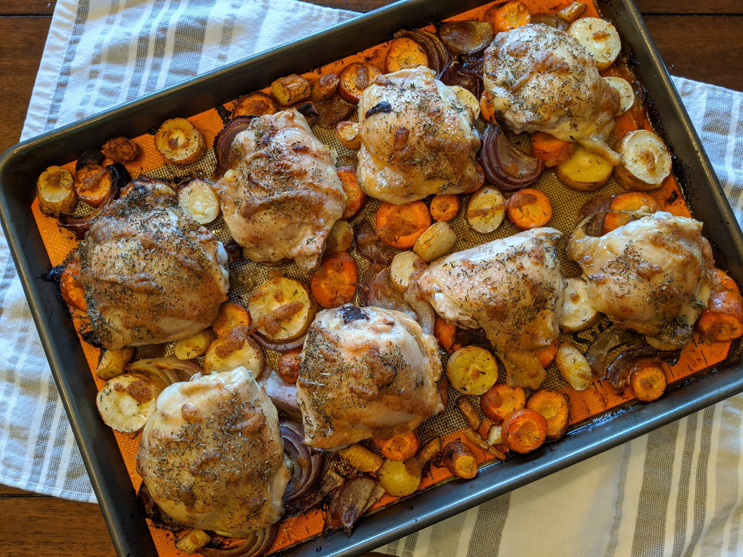 Honey Mustard Sheet Pan Chicken with Carrots and Parsnips