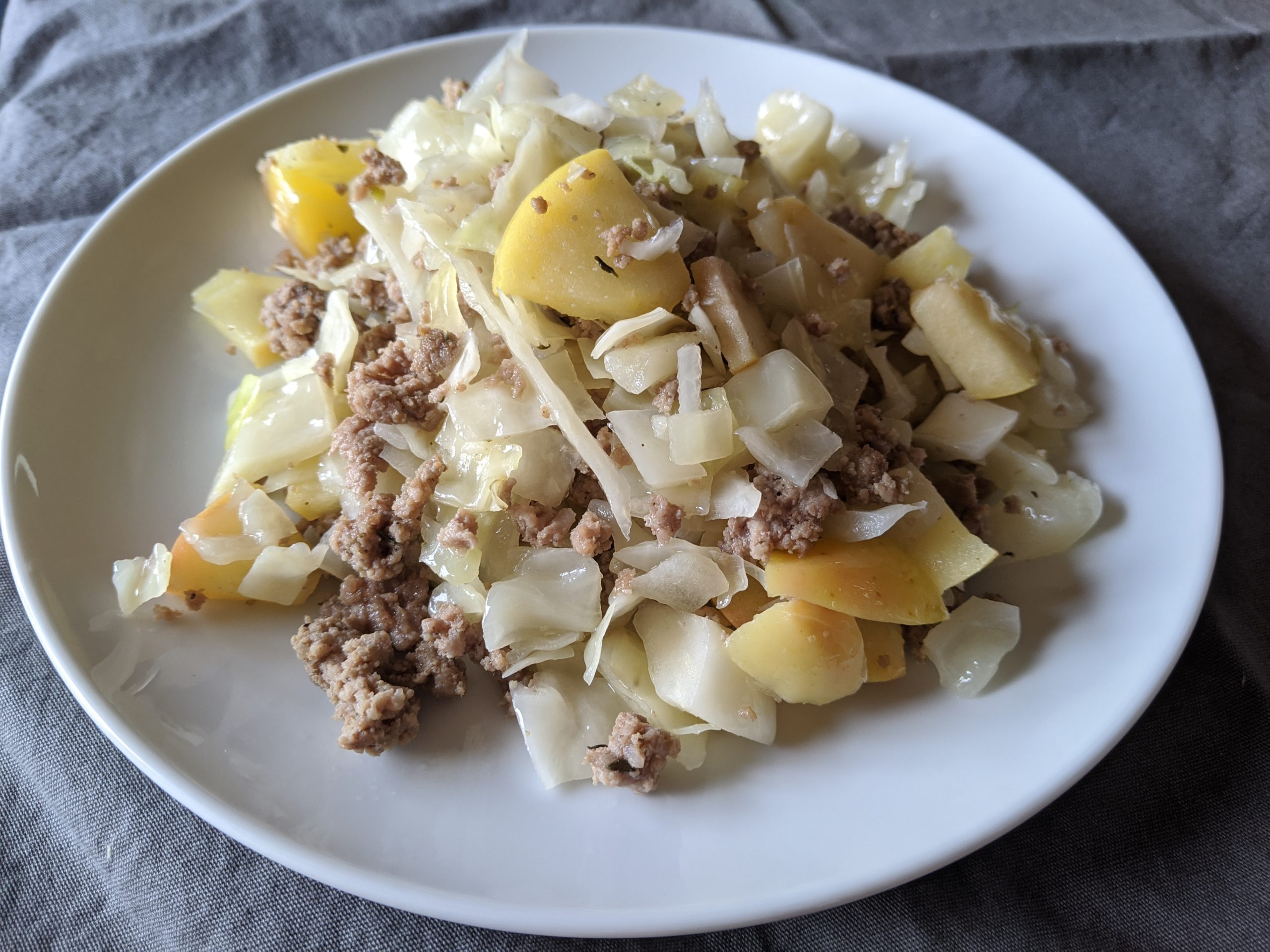 Ground Pork with Cabbage and Apples