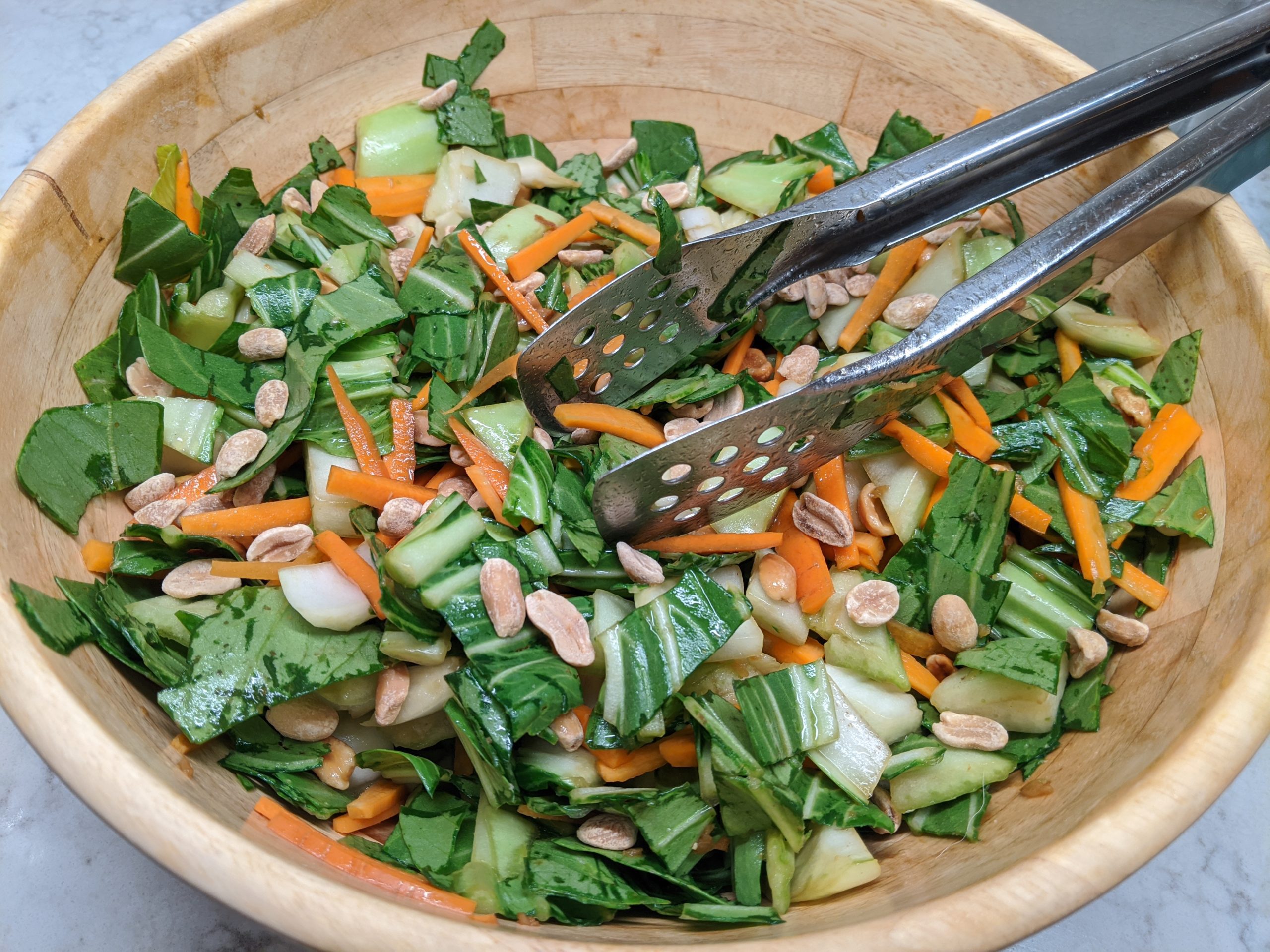 Bok Choi Salad with Peanuts and Garlic Sesame Dressing