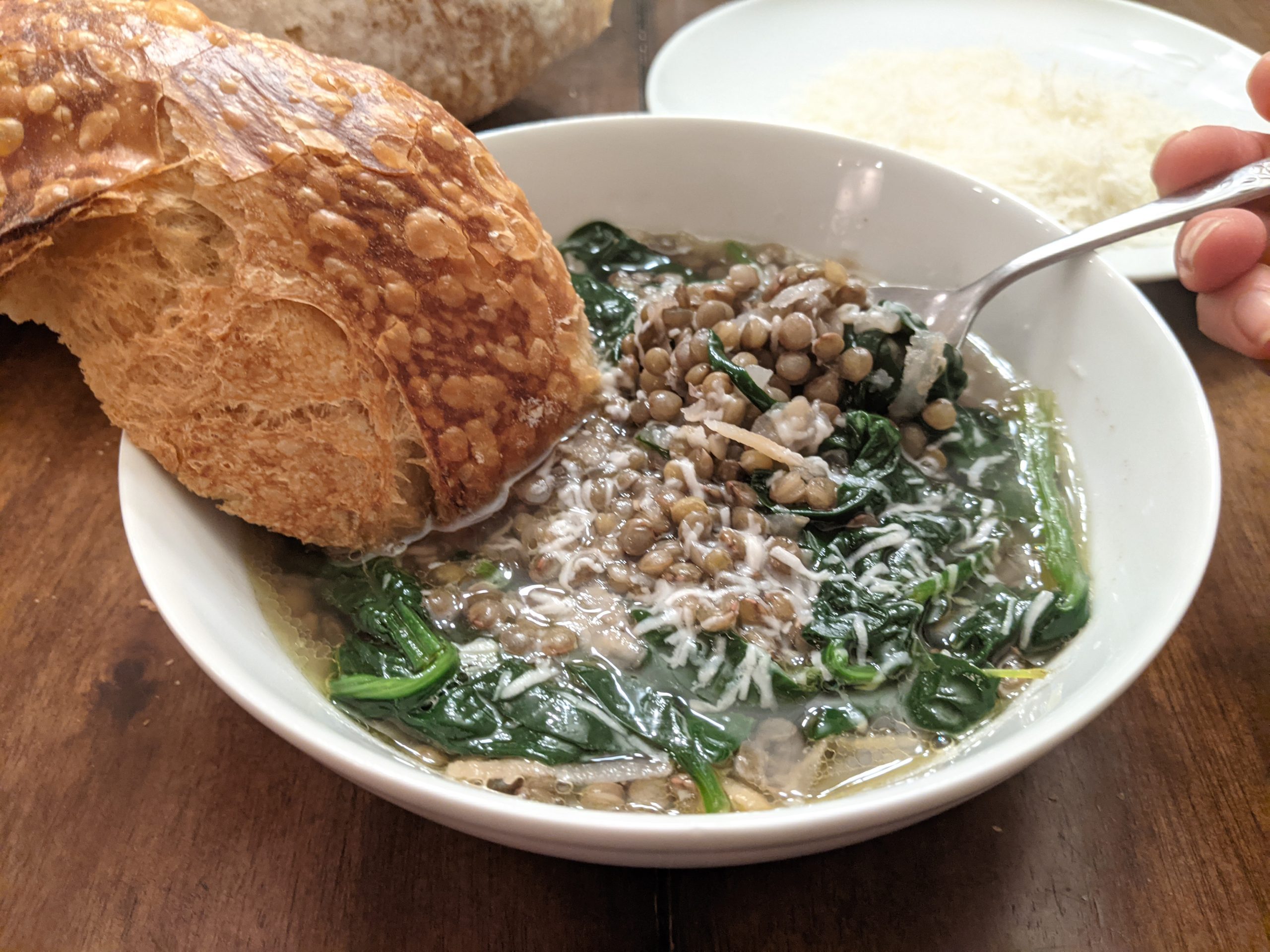 Lentil Soup with Garlic Olive Oil