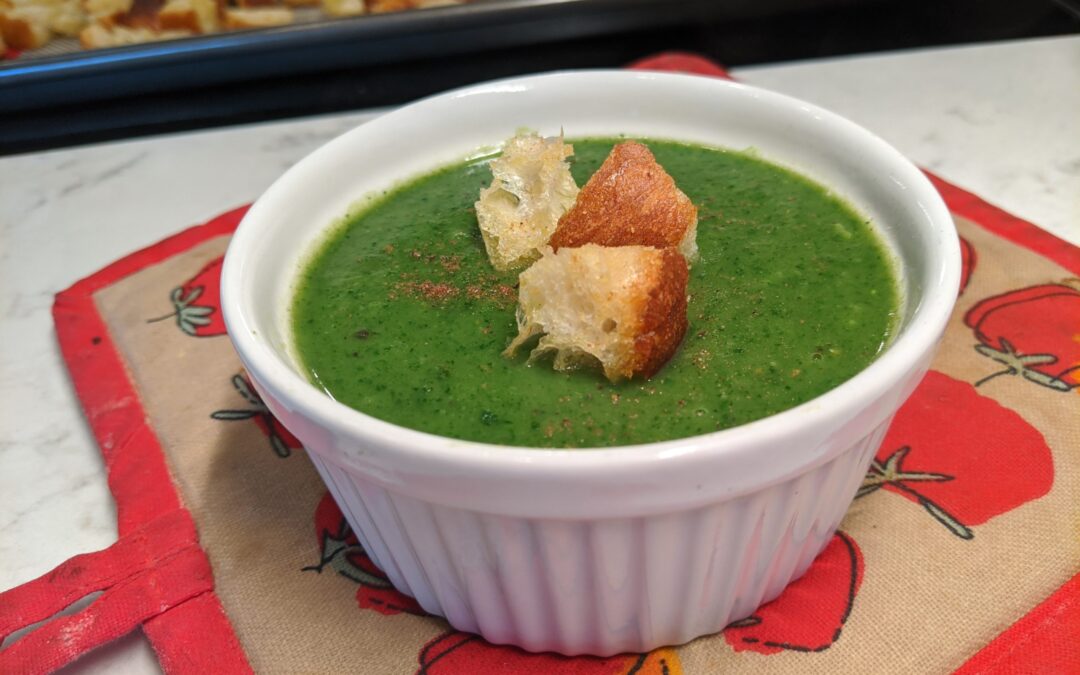 Spinach Soup with Homemade Rosemary Croutons