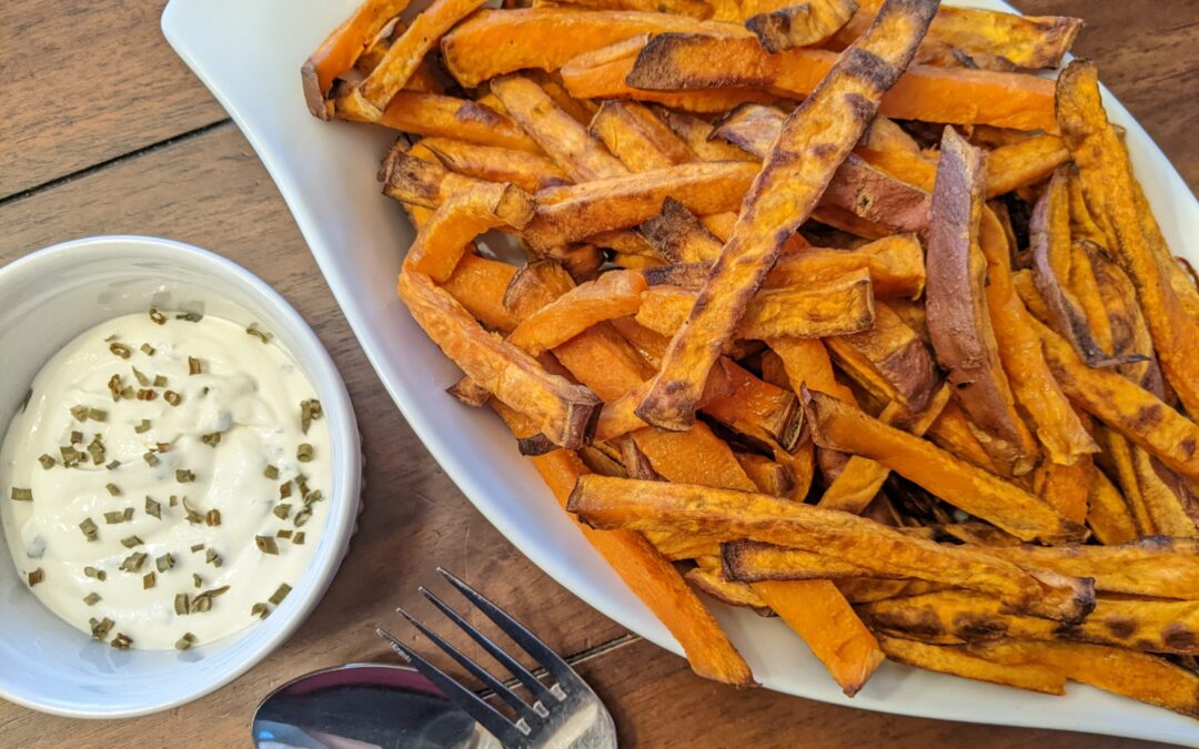 Baked Sweet Potato Fries with Garlic Chive Aioli